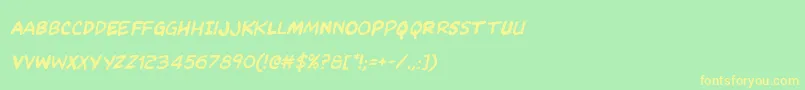 Kangaroocourtital-Schriftart – Gelbe Schriften auf grünem Hintergrund