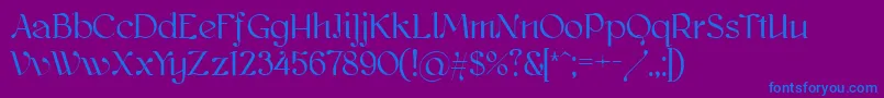 Kawoszeh-Schriftart – Blaue Schriften auf violettem Hintergrund