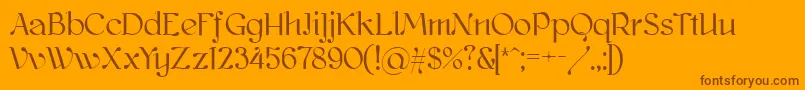 Kawoszeh-Schriftart – Braune Schriften auf orangefarbenem Hintergrund