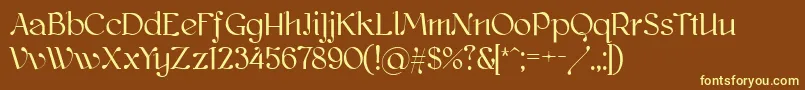 Kawoszeh Font – Yellow Fonts on Brown Background