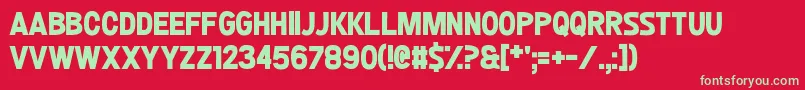 フォントBallsOfBastille – 赤い背景に緑の文字