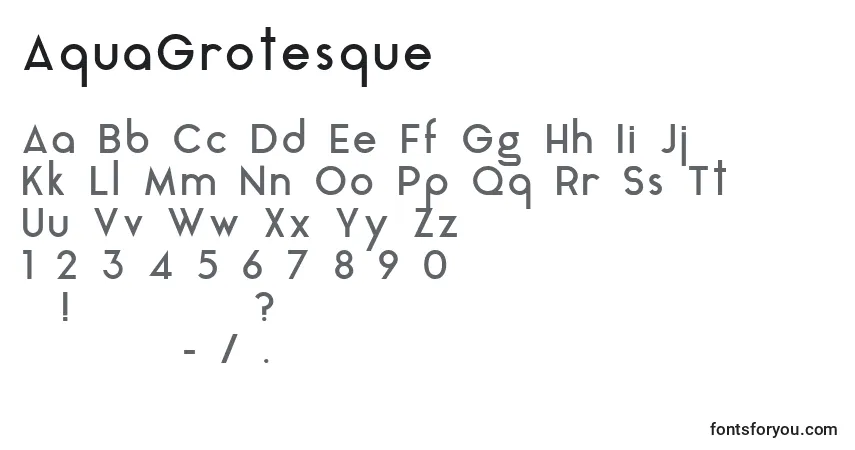 A fonte AquaGrotesque – alfabeto, números, caracteres especiais