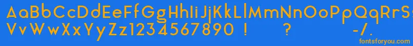 AquaGrotesque-Schriftart – Orangefarbene Schriften auf blauem Hintergrund