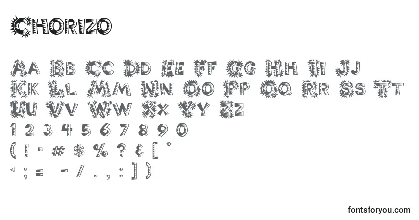 Schriftart Chorizo – Alphabet, Zahlen, spezielle Symbole