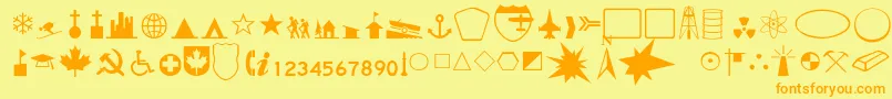 MapmakerThin-Schriftart – Orangefarbene Schriften auf gelbem Hintergrund