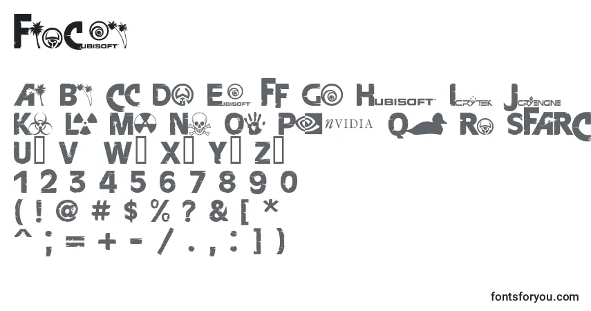 Schriftart Farceb – Alphabet, Zahlen, spezielle Symbole