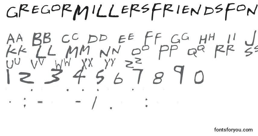 Czcionka GregorMillersFriendsFont – alfabet, cyfry, specjalne znaki