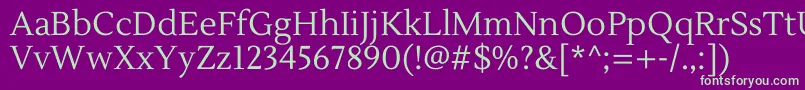 LustriaRegular Font – Green Fonts on Purple Background