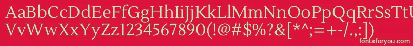 フォントLustriaRegular – 赤い背景に緑の文字