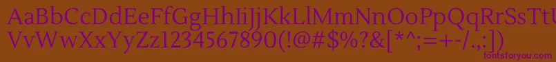 LustriaRegular Font – Purple Fonts on Brown Background