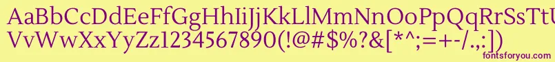 LustriaRegular Font – Purple Fonts on Yellow Background
