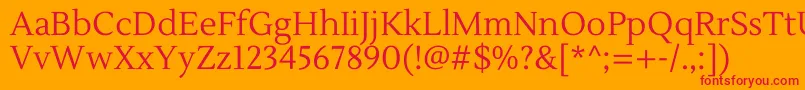LustriaRegular Font – Red Fonts on Orange Background