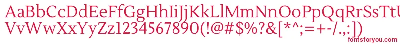 フォントLustriaRegular – 白い背景に赤い文字