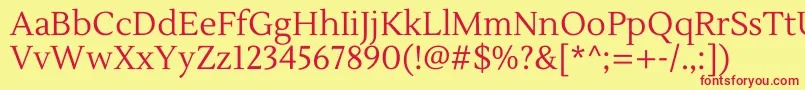 LustriaRegular Font – Red Fonts on Yellow Background