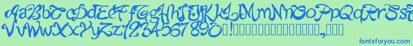 Pwalabama-Schriftart – Blaue Schriften auf grünem Hintergrund