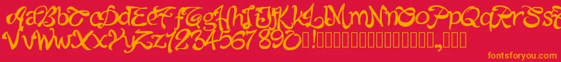 フォントPwalabama – 赤い背景にオレンジの文字