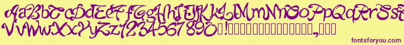 Pwalabama-Schriftart – Violette Schriften auf gelbem Hintergrund