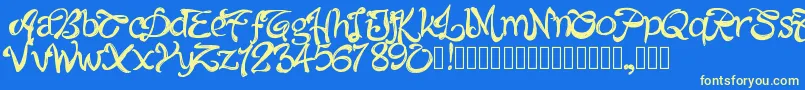 Pwalabama Font – Yellow Fonts on Blue Background