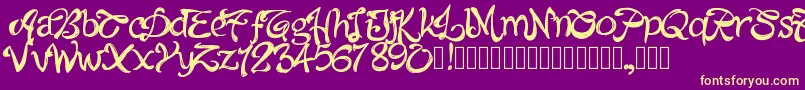 Fonte Pwalabama – fontes amarelas em um fundo roxo