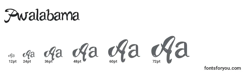 Größen der Schriftart Pwalabama