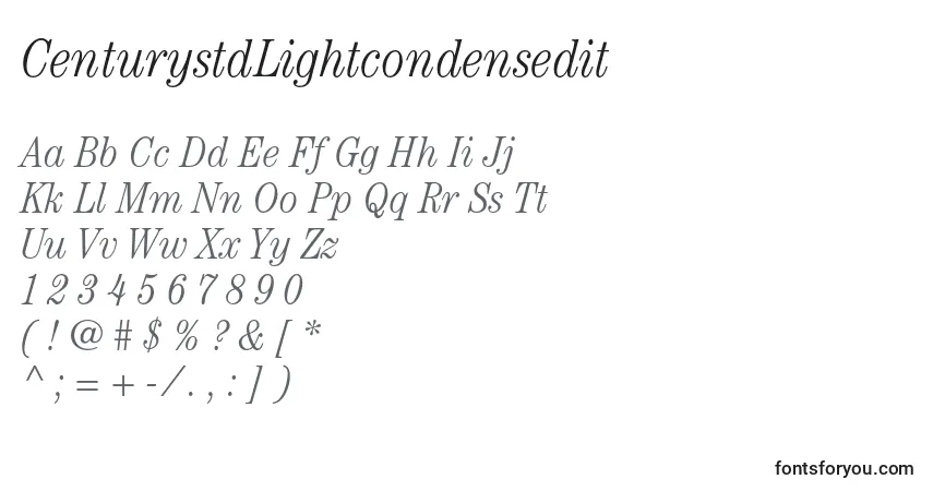 Fuente CenturystdLightcondensedit - alfabeto, números, caracteres especiales