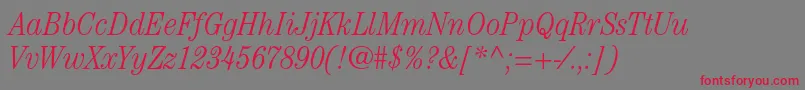 CenturystdLightcondensedit Font – Red Fonts on Gray Background