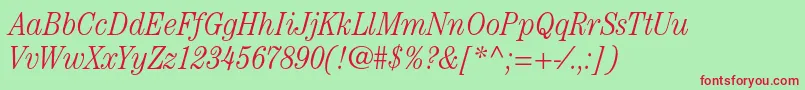 CenturystdLightcondensedit Font – Red Fonts on Green Background