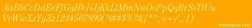 CenturystdLightcondensedit Font – Yellow Fonts on Orange Background