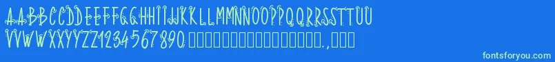 Pwwhoops Font – Green Fonts on Blue Background