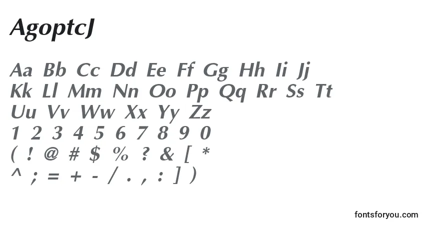 Schriftart AgoptcJ – Alphabet, Zahlen, spezielle Symbole