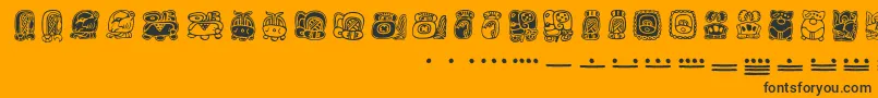 Mayamonthglyphs Font – Black Fonts on Orange Background
