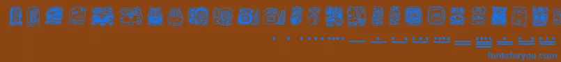 Mayamonthglyphs-Schriftart – Blaue Schriften auf braunem Hintergrund