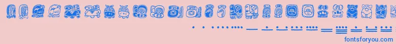 Mayamonthglyphs-Schriftart – Blaue Schriften auf rosa Hintergrund