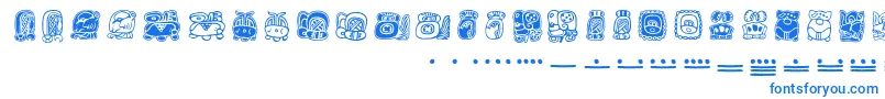 Mayamonthglyphs-Schriftart – Blaue Schriften auf weißem Hintergrund