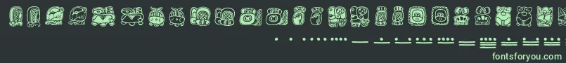 フォントMayamonthglyphs – 黒い背景に緑の文字