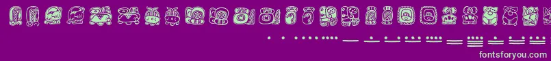 Mayamonthglyphs Font – Green Fonts on Purple Background