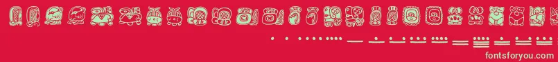 Mayamonthglyphs Font – Green Fonts on Red Background