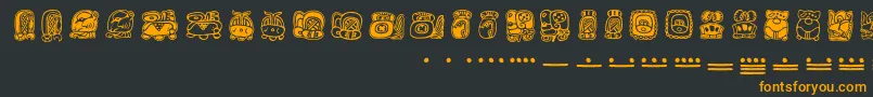 Mayamonthglyphs-Schriftart – Orangefarbene Schriften auf schwarzem Hintergrund