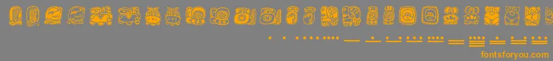 Mayamonthglyphs-Schriftart – Orangefarbene Schriften auf grauem Hintergrund