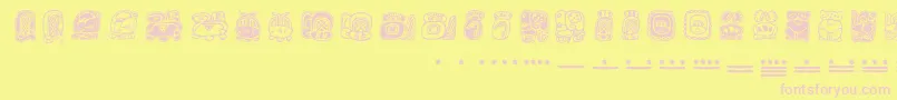 Mayamonthglyphs Font – Pink Fonts on Yellow Background