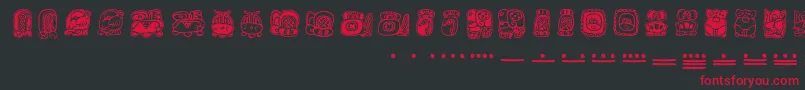 Czcionka Mayamonthglyphs – czerwone czcionki na czarnym tle