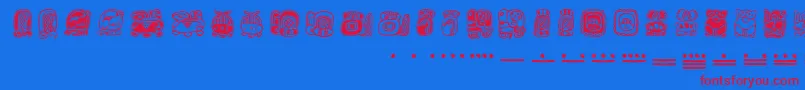 フォントMayamonthglyphs – 赤い文字の青い背景