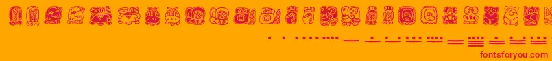 Fonte Mayamonthglyphs – fontes vermelhas em um fundo laranja