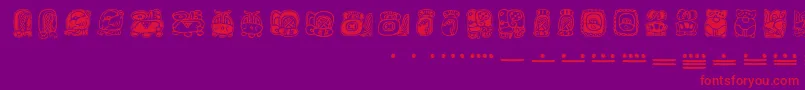 Mayamonthglyphs Font – Red Fonts on Purple Background