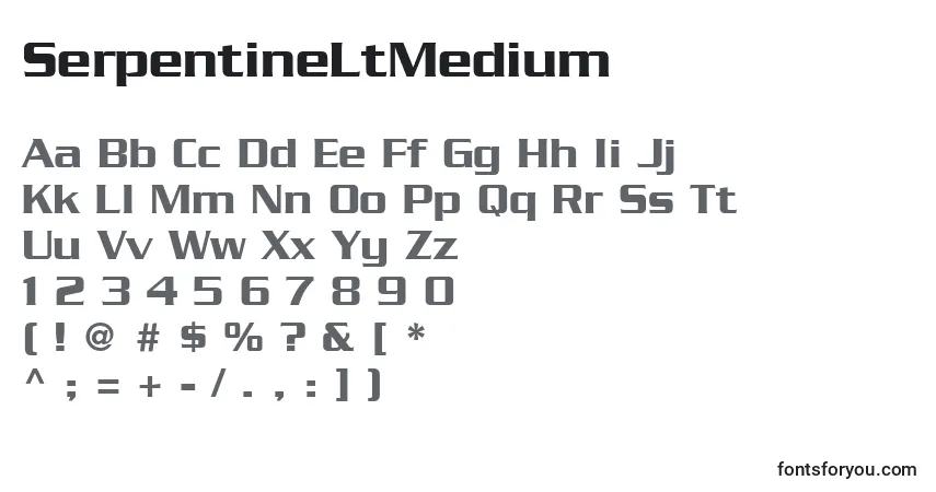 A fonte SerpentineLtMedium – alfabeto, números, caracteres especiais