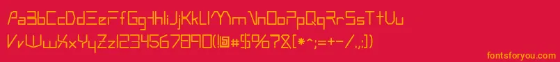 Metromedo-Schriftart – Orangefarbene Schriften auf rotem Hintergrund