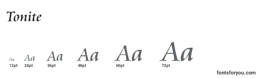 Размеры шрифта Tonite