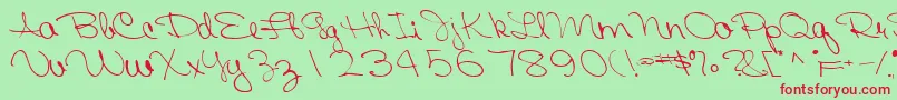 フォントFairtrade53RegularTtext – 赤い文字の緑の背景