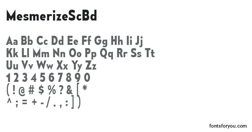 Шрифт MesmerizeScBd – алфавит, цифры, специальные символы