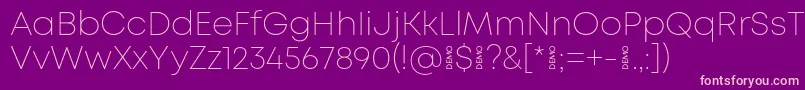 MontExtralightdemo-Schriftart – Rosa Schriften auf violettem Hintergrund